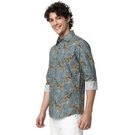 Mufti Blue & Beige Digital Print Shirt