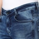 Mufti Mid Blue Super Slim Fit Distressed Stretch Jeans