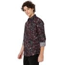 Mufti Black & Red Floral Print Shirt