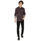 Mufti Black & Red Floral Print Shirt
