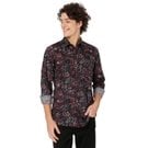 Mufti Black & Red Floral Print Shirt