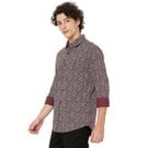 Mufti Maroon & White Floral Print Shirt
