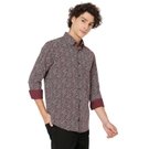 Mufti Maroon & White Floral Print Shirt