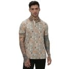Mufti Beige & Multi Tile Print Polo T-Shirt