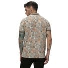 Mufti Beige & Multi Tile Print Polo T-Shirt