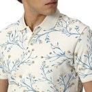 Mufti Off White & Blue Floral Print Polo T-Shirt