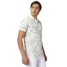 Mufti Off White & Blue Floral Print Polo T-Shirt