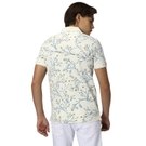 Mufti Off White & Blue Floral Print Polo T-Shirt