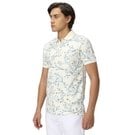 Mufti Off White & Blue Floral Print Polo T-Shirt