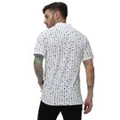 Mufti White & Multi Print Knnitted Pique Polo T-Shirt