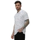 Mufti White & Multi Print Knnitted Pique Polo T-Shirt