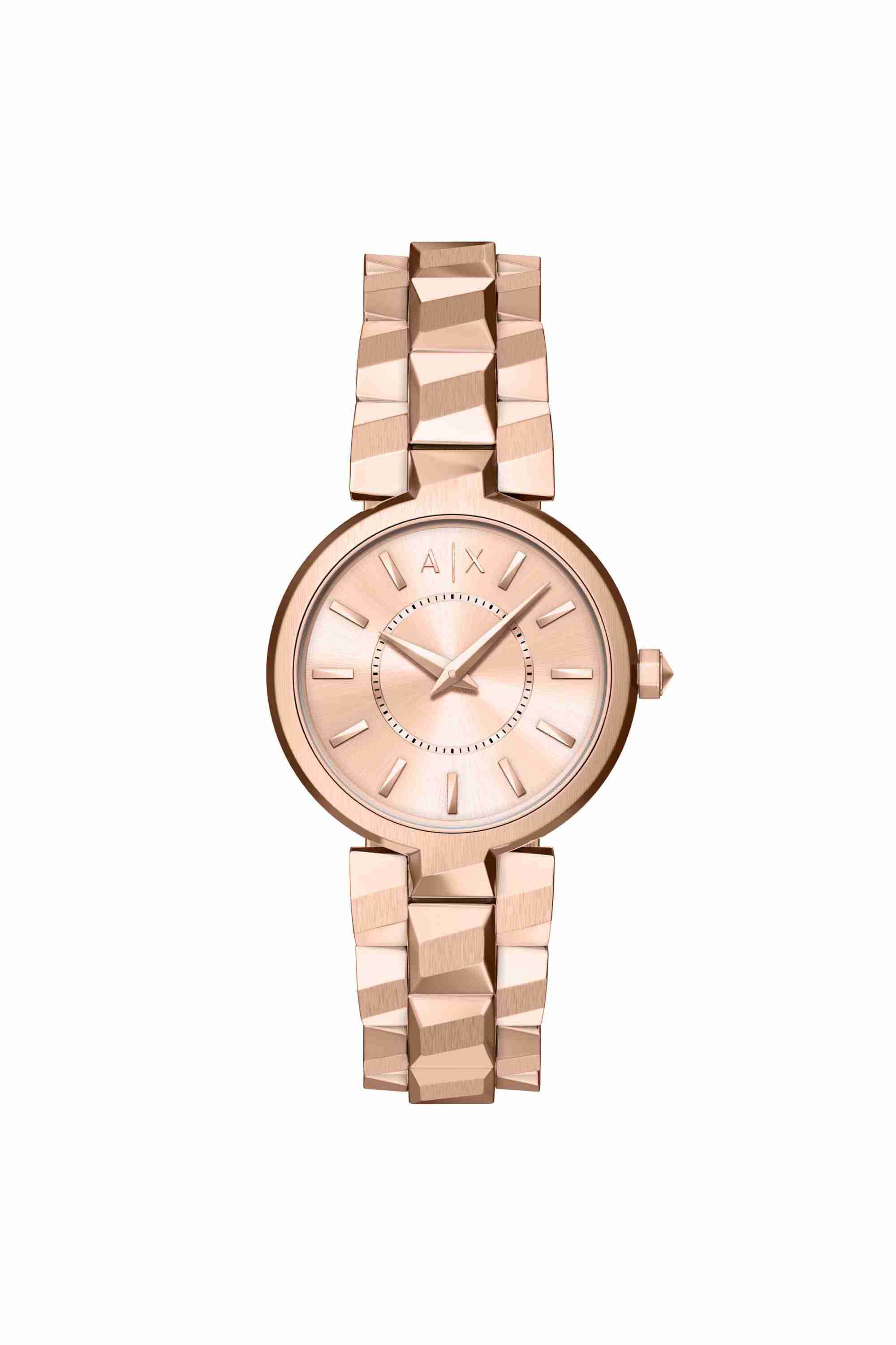34 mm Rose Gold Dial Stainless Steel Analogue Watch For Women - AX4408