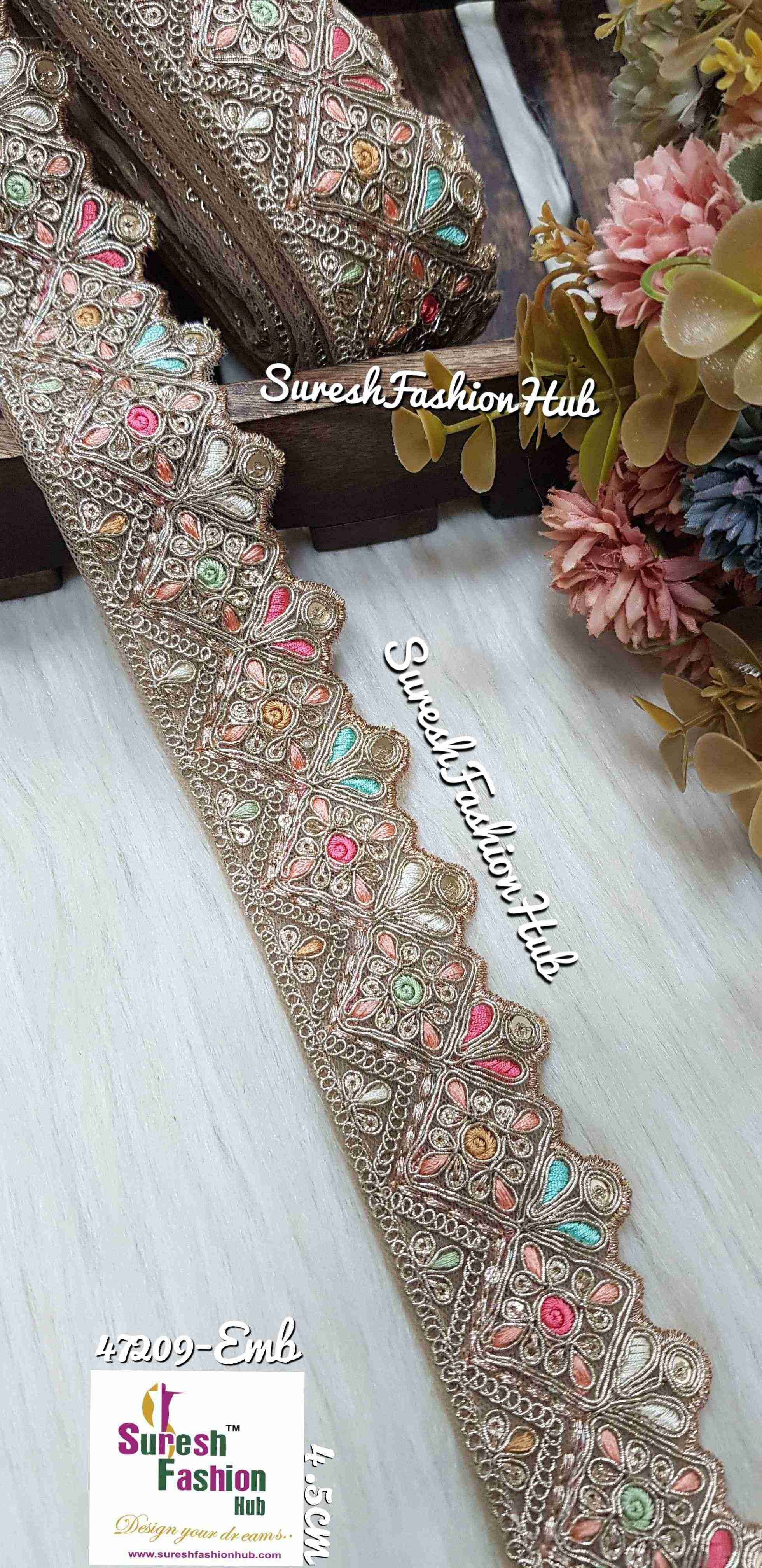 Sabyasachi-Inspired Floral Cutwork Embroidery Lace - No6