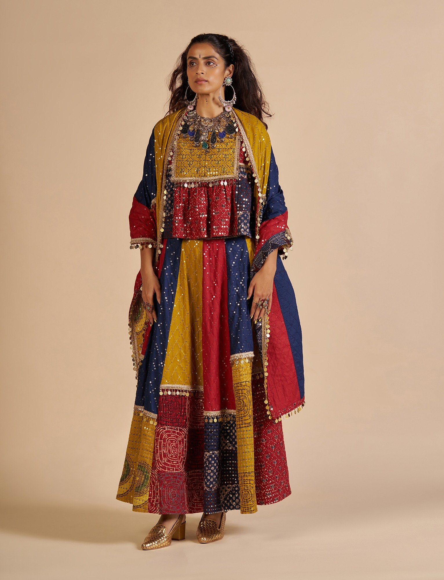 Ajrakh Embroidered Dupatta