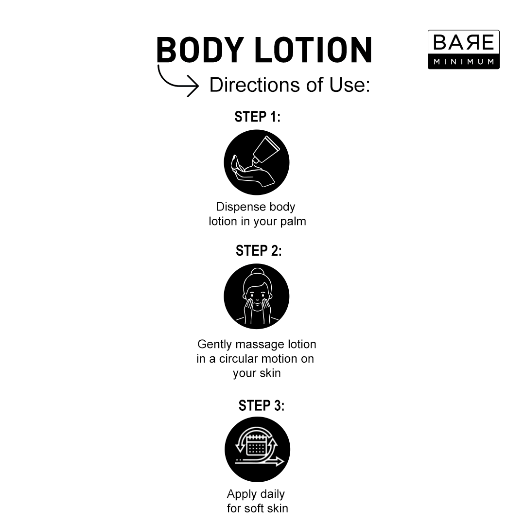 BARE MINIMUM | Bare Minimum | Natural Body Lotion | With pH-Balanced Formula | With Almond Oil, Shea Butter, Vitamin A, Cocoa Butter | Body Lotion For Dry Skin | Paraben Free | Non Sticky Body Lotion | 250 ML 1
