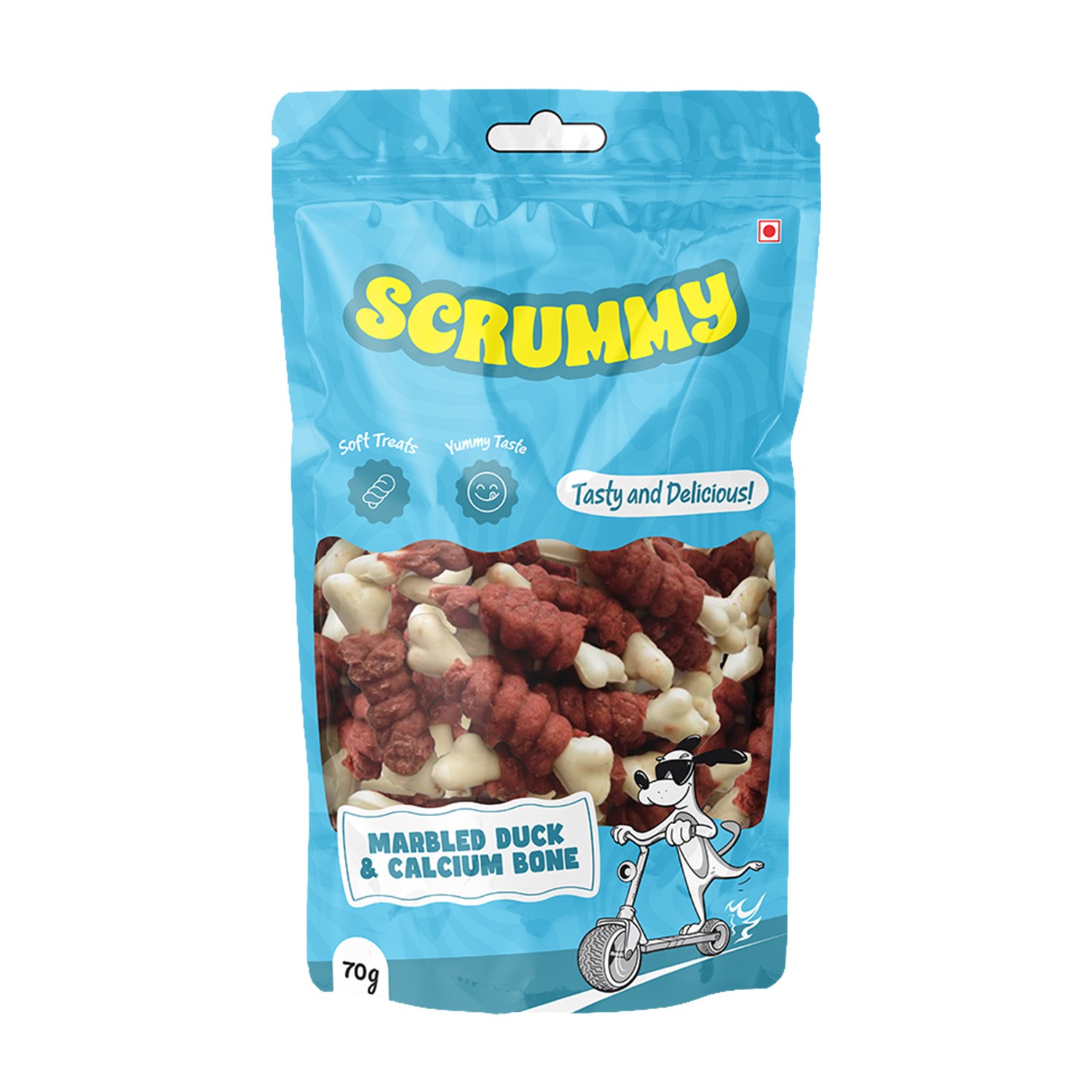Scrummy Marbled Duck Wrapped Calcium Bone Dog Treats 70g