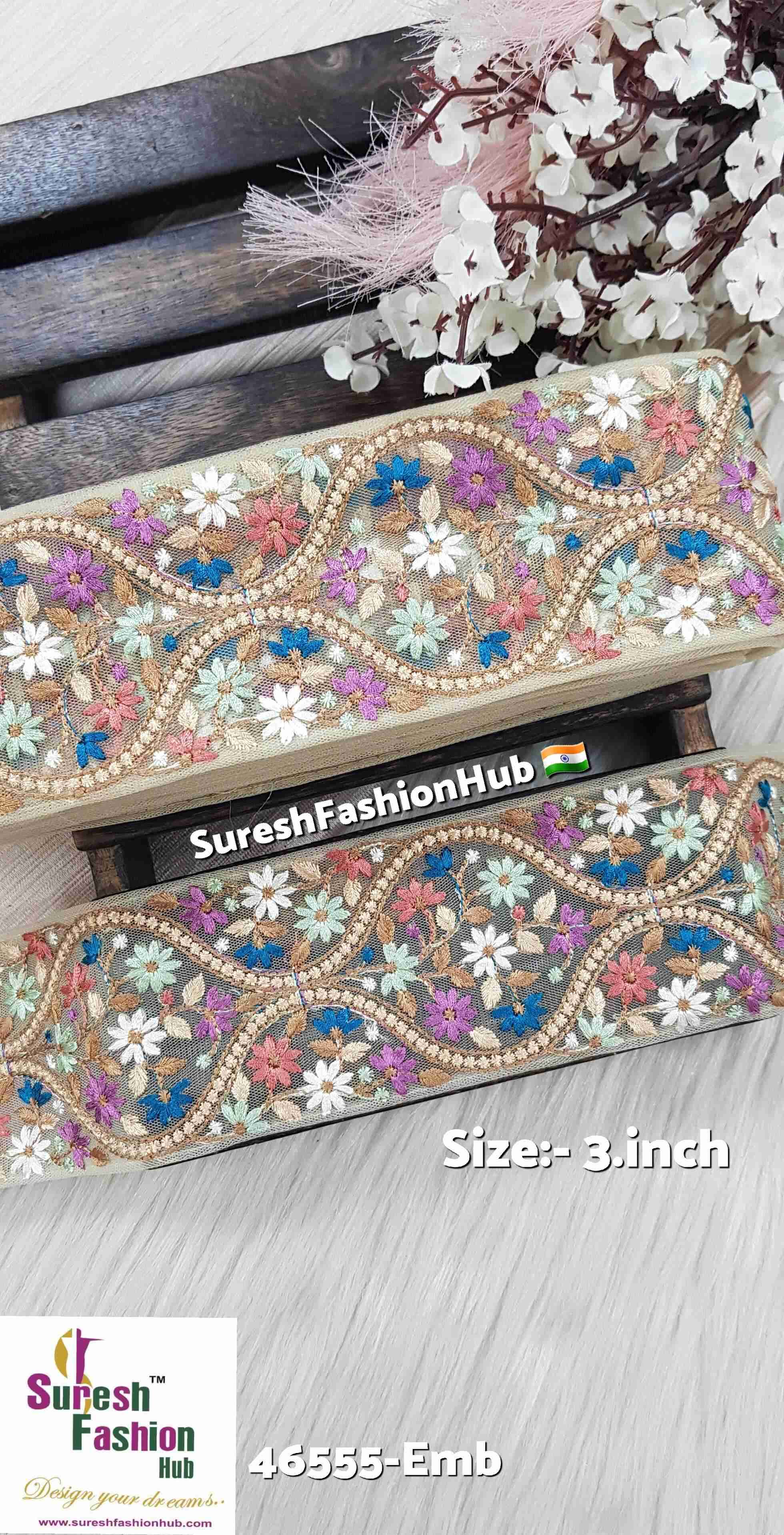 Graceful Floral Beige Embroidery Lace