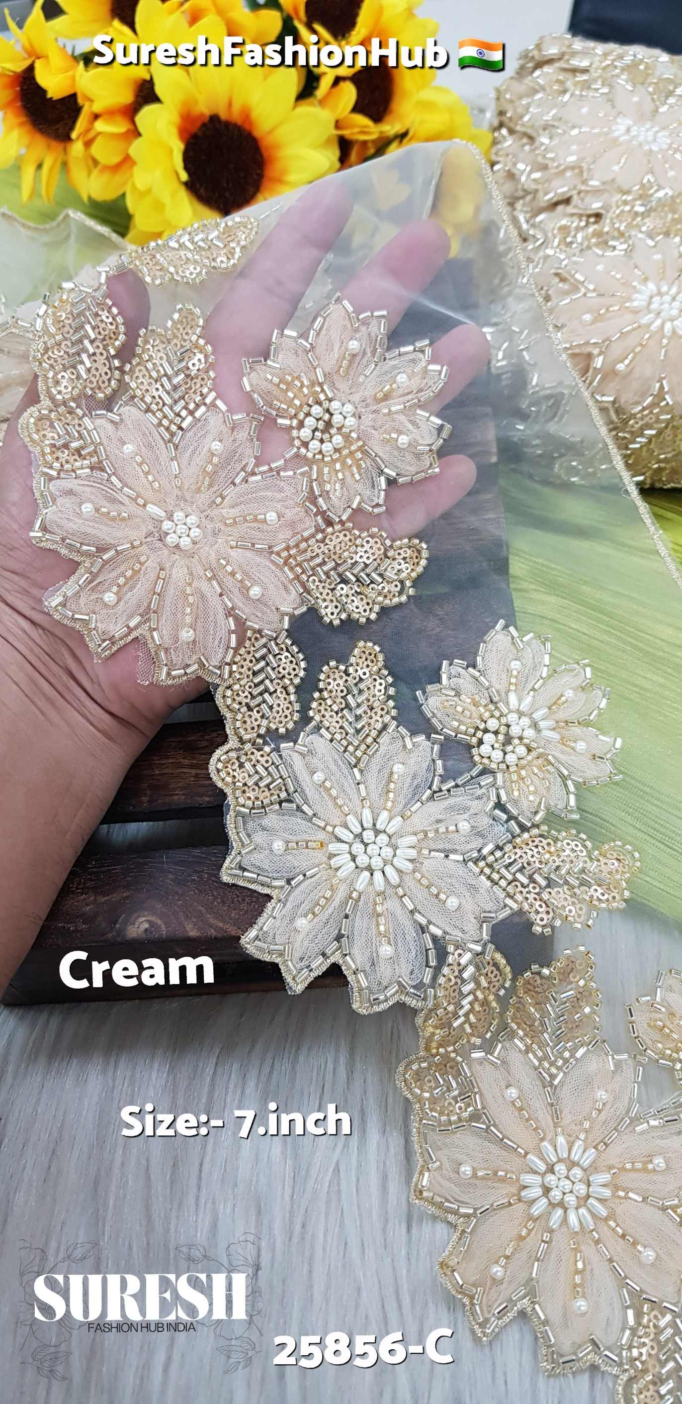 Floral Cutdana & Pearl Organza Lace