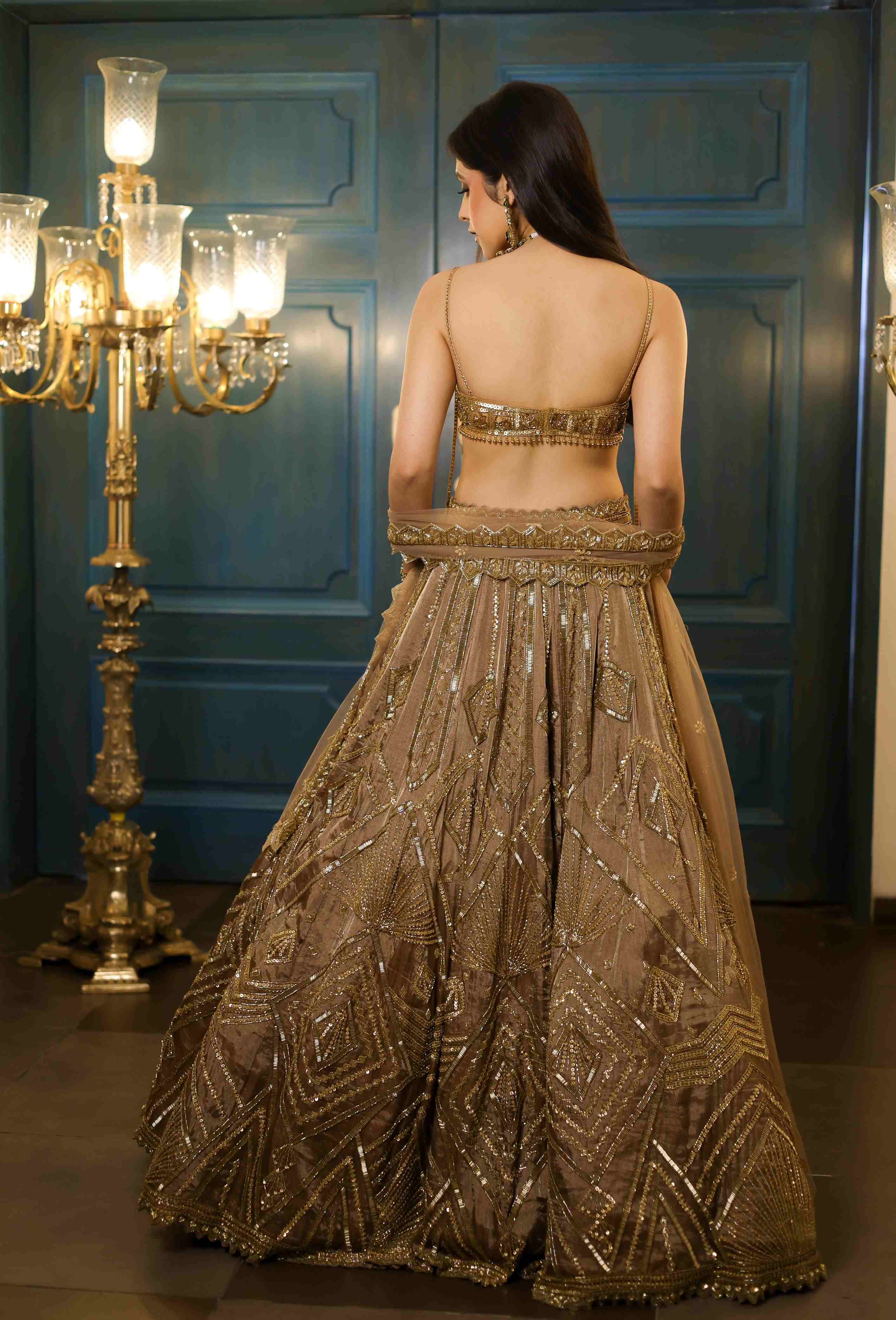 Mocha Tissue Lehenga