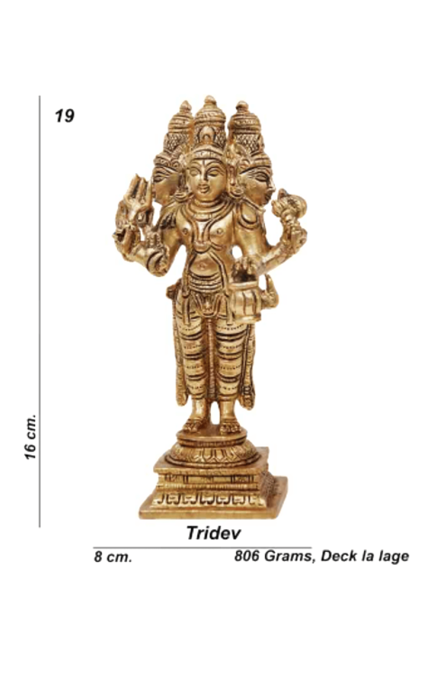 Shiv Ratan kendra Tridev-Brahma, Vishnu, Mahesh Murti For Worshipping in Home & Office I Size: 16CM X 8CM I For Prayer & Gifting