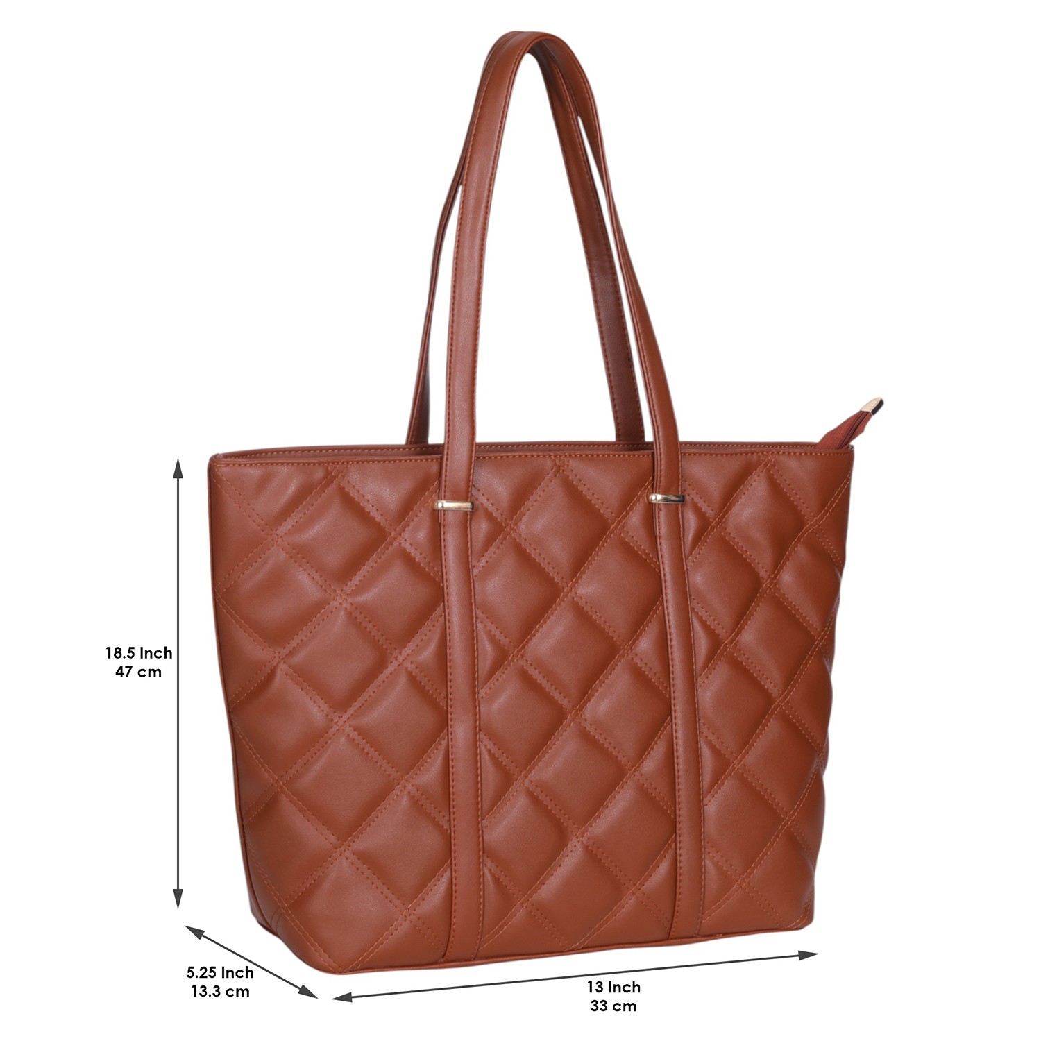 Ninaa Rossie Tan Coloured Quilted Tote Bag