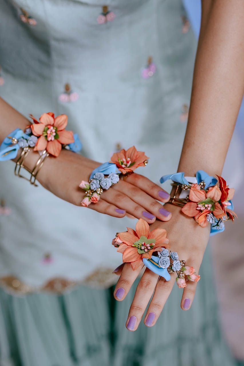 Floral art | Floral kadas with mid finger rings undefined