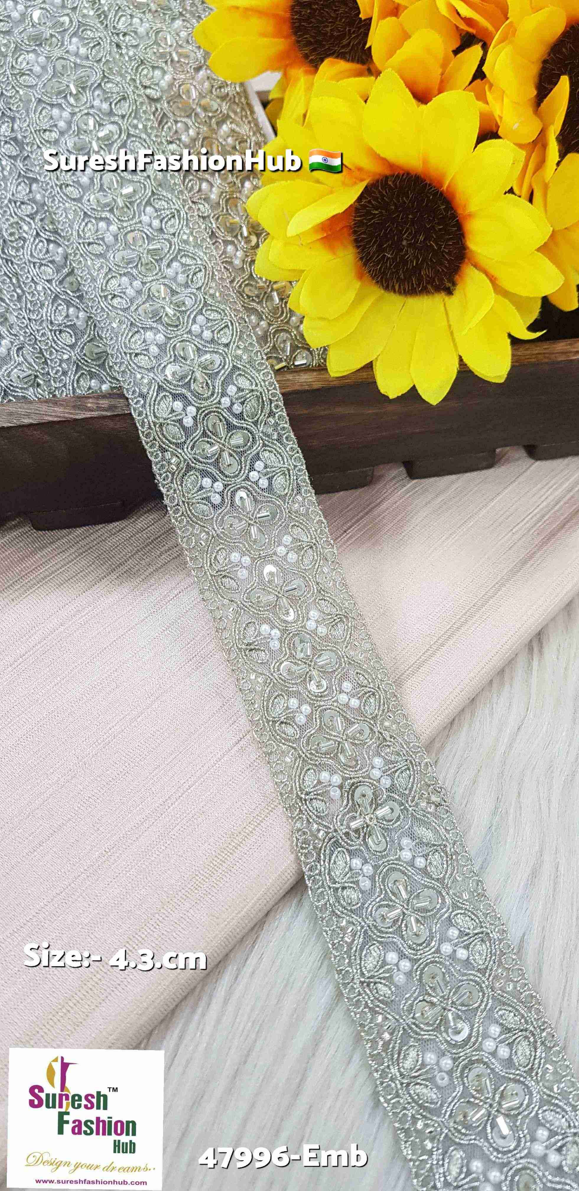 Water Silver Elegance Floral Pearl Lace