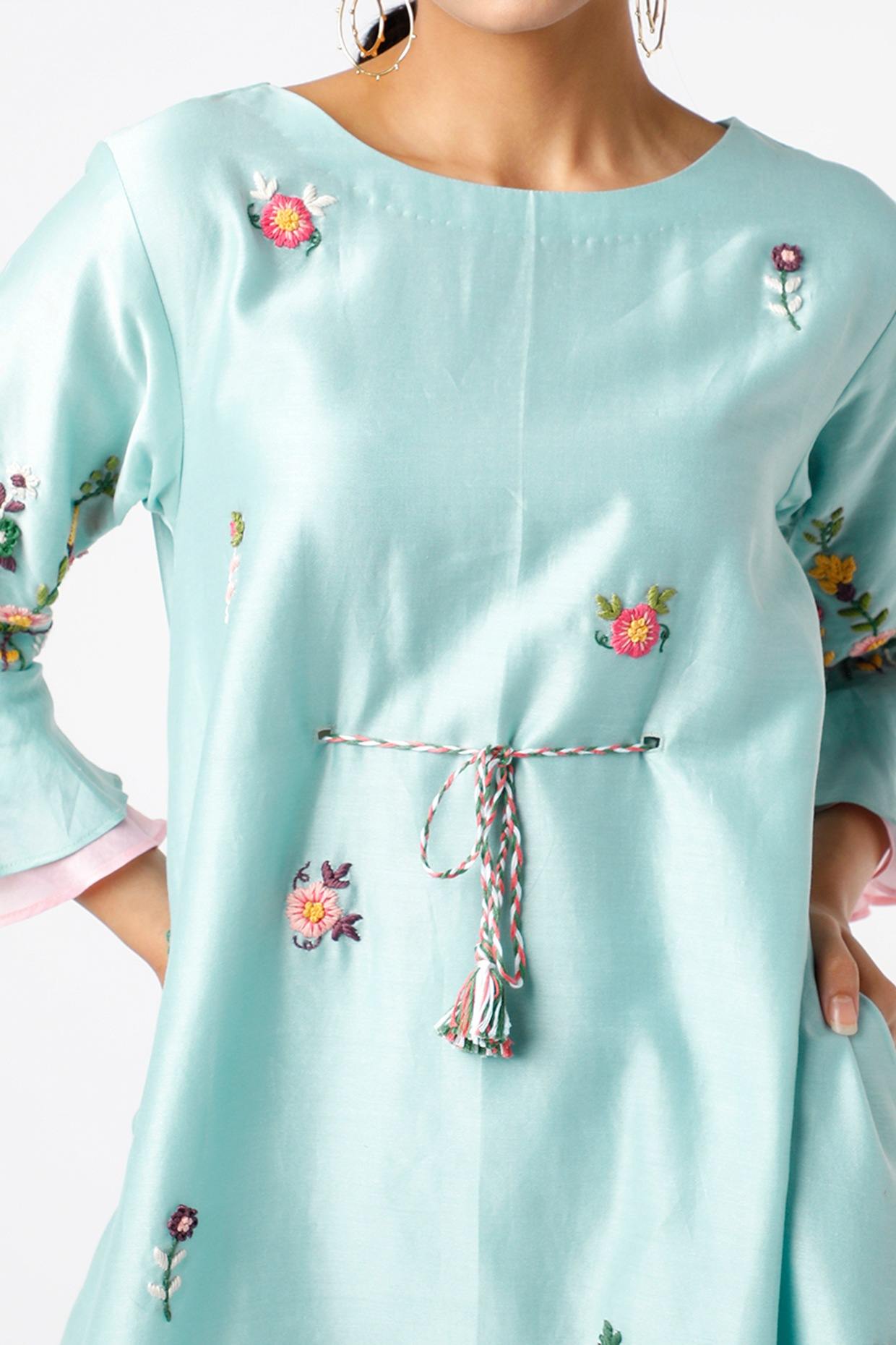 Sky Blue Embroidered Kurta Set