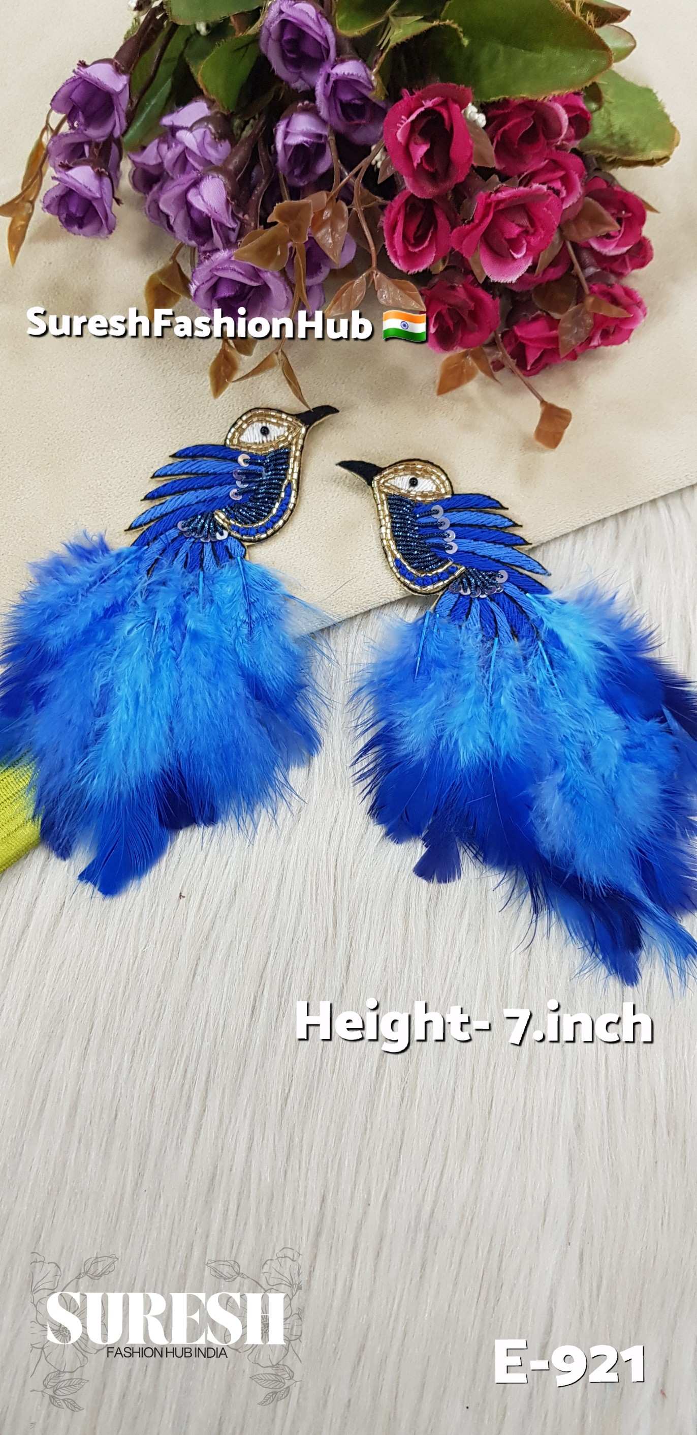E-921 Royal Blue Right Side Bird Feather Patch