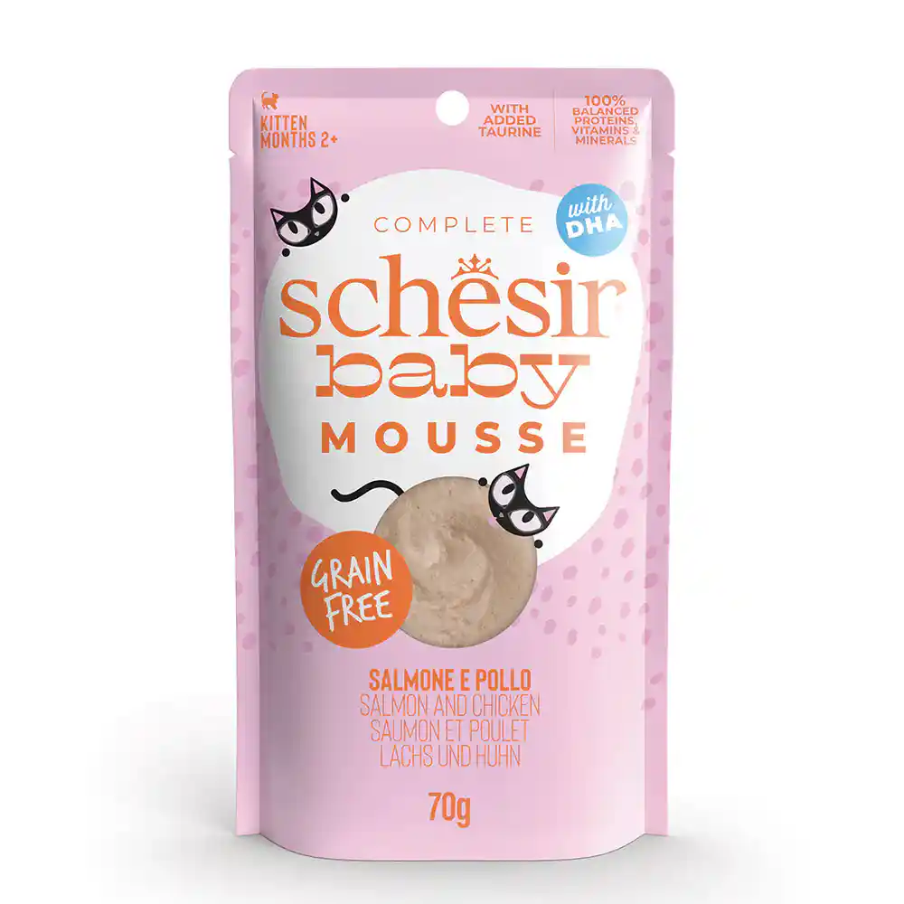 Schesir Baby Mousse Kitten Salmon & Chicken Wet Cat Food Can, 70g