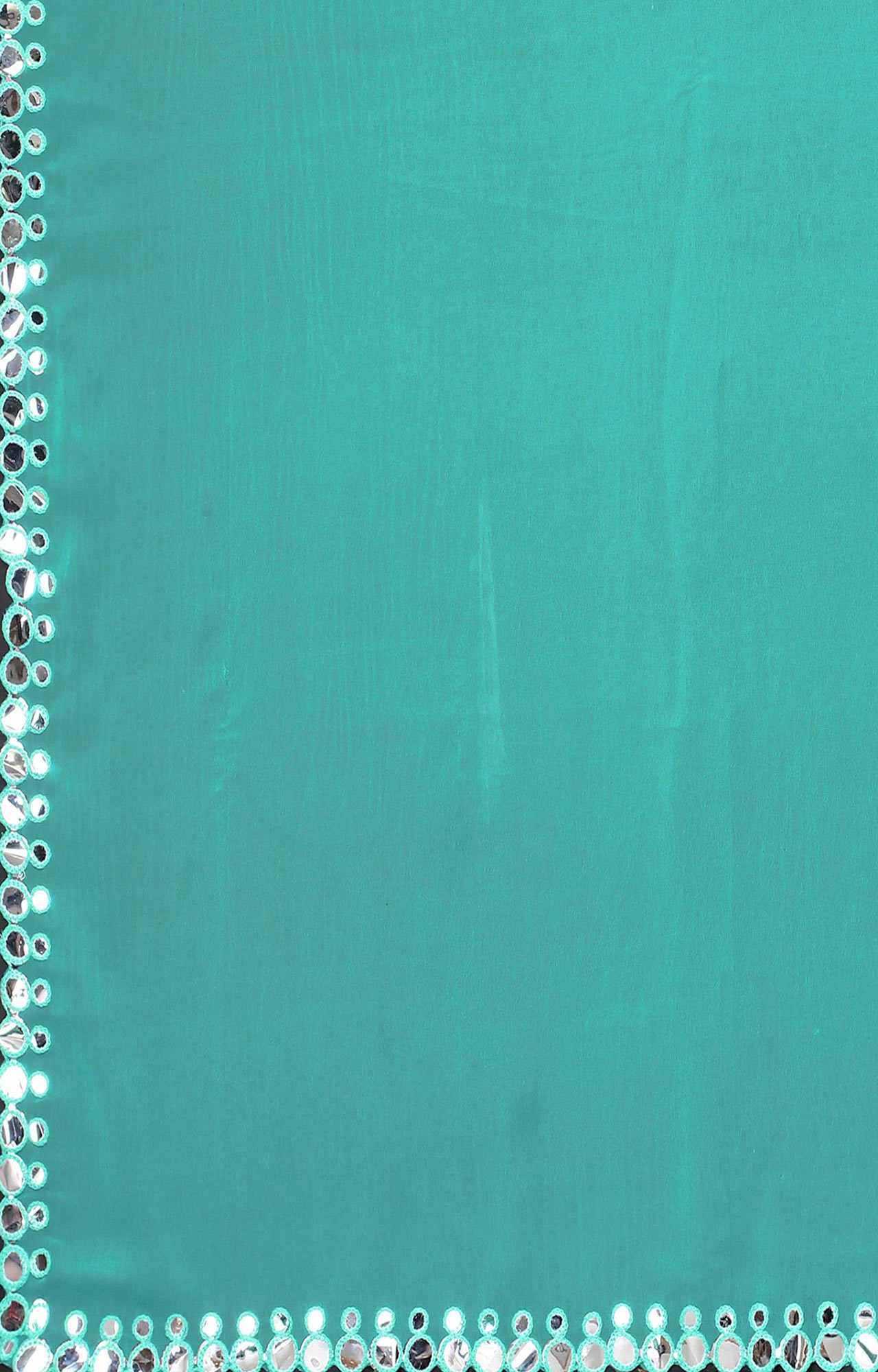 Women Turquoise Solid Georgette Saree with Mirror Work Border - HA_VASTRA_RAMA