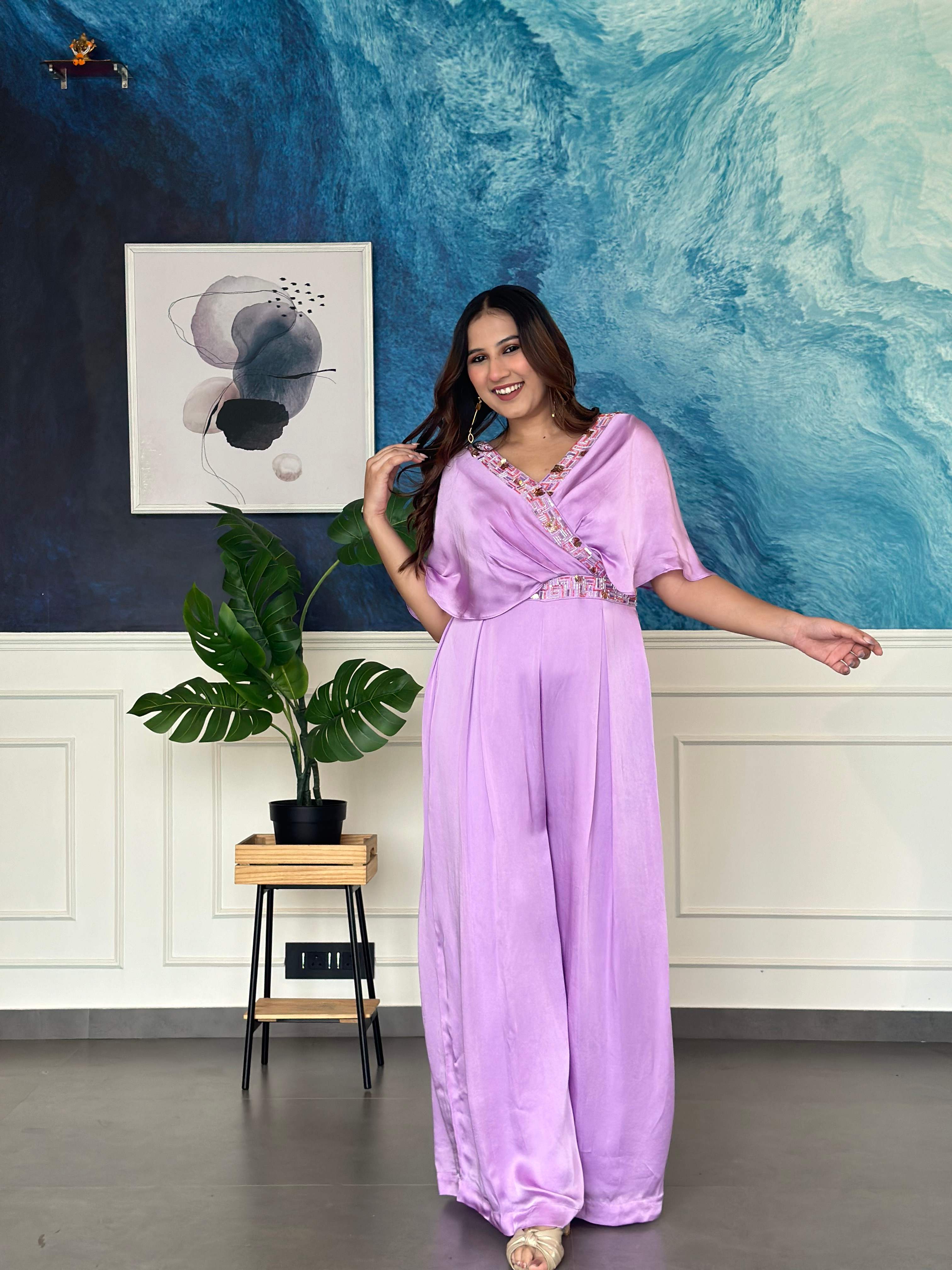 Lavender Satin Jumpsuit
