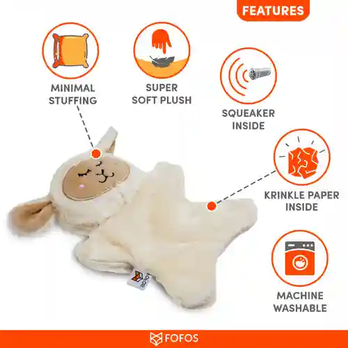 Barkbutler Fofos Glove Plush Sheep Toy for Dog (Beige)