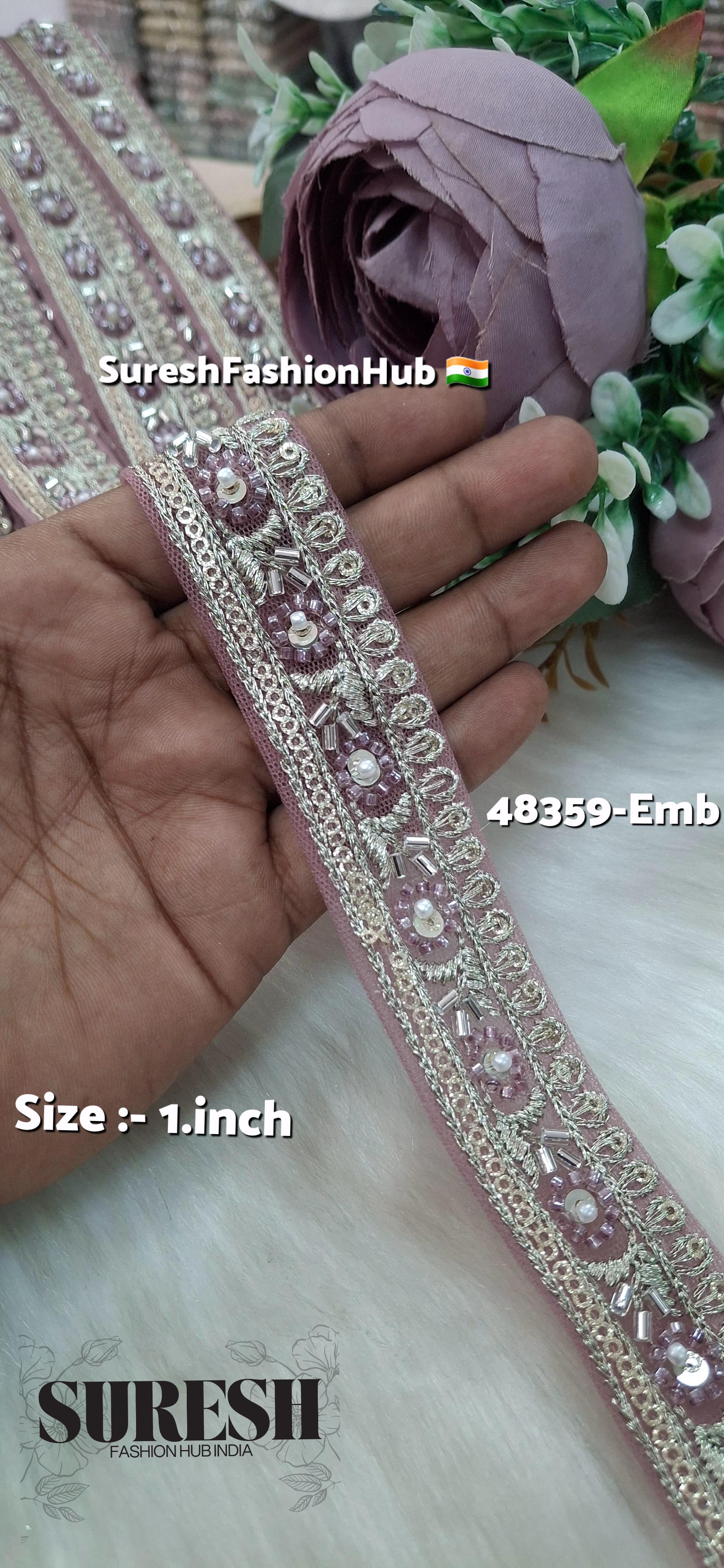 Beaded Floral Charm Net Embroidered Lace