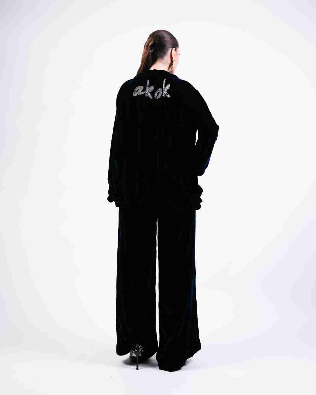 AKOK Blue Velvet Jacket with Trousers Co-ords