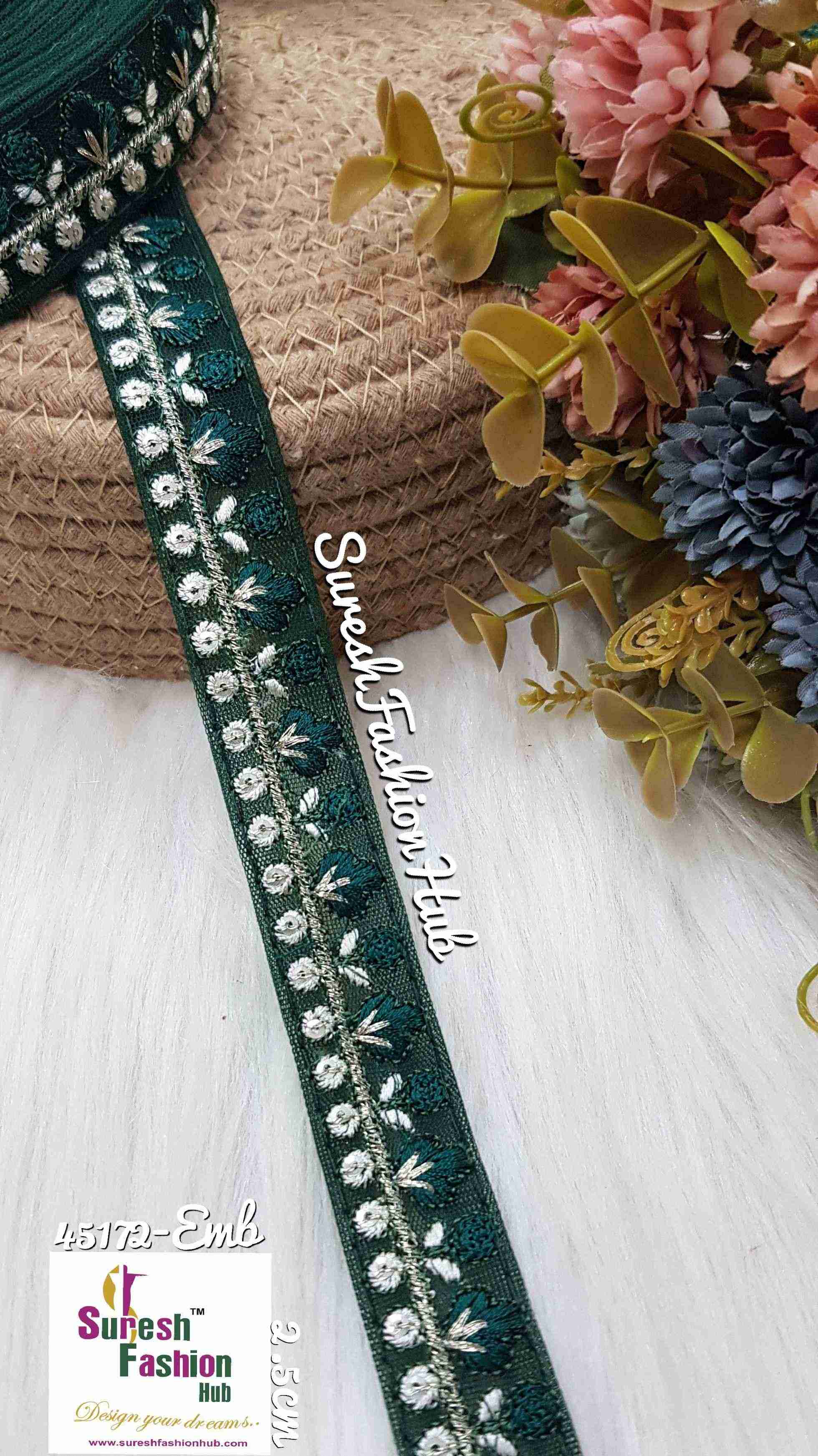  Radiant Dark Green Threaded Designer Trim