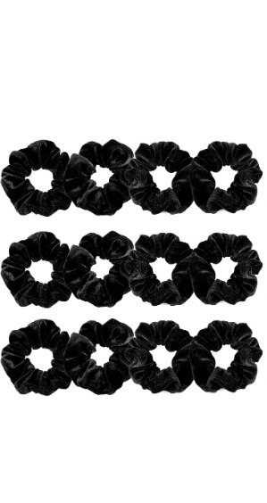 LACE IT™ | LACEIT Black Velvet Hair scrunchies Rubber Band Pack Of 1 (12 Pieces) 0