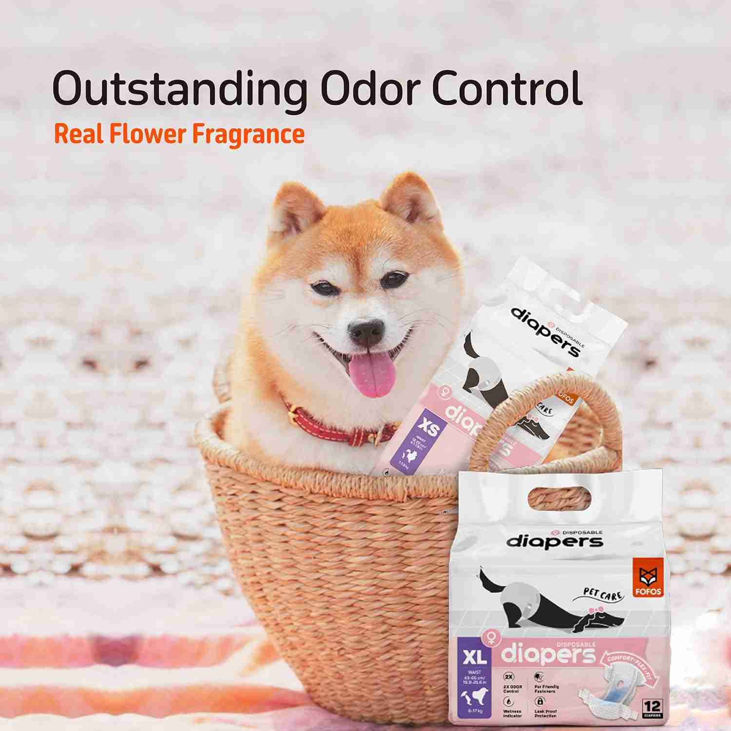 FOFOS Diaper Male Dog Medium 10Pcs (Waist Size 24-41cm)