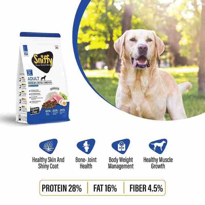 Sniffy Adult Chicken and Egg Dry Food for Dogs 3kg