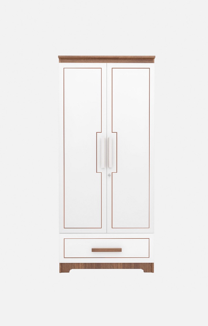 Amber Delight 2 Door Wardrobe/Space & Clothes Organizer/Cupboard/Almari for Multipurpose Use, Home/Kitchen/Office/Living Room with Drawer - Leon Teak Finish