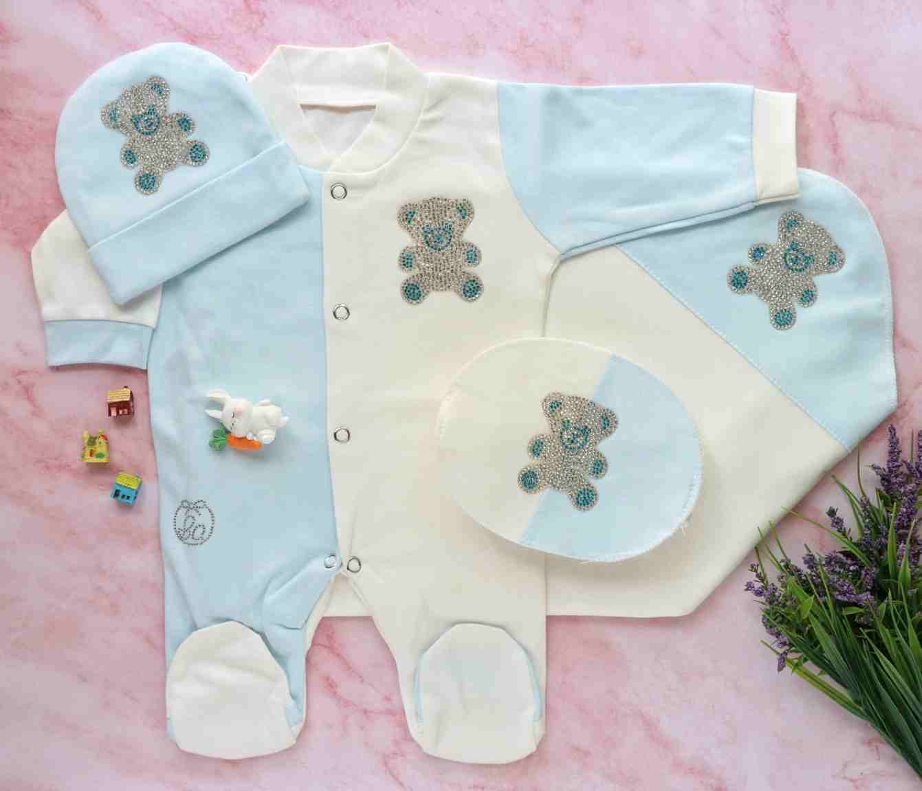 Blue Teddy Romper Set