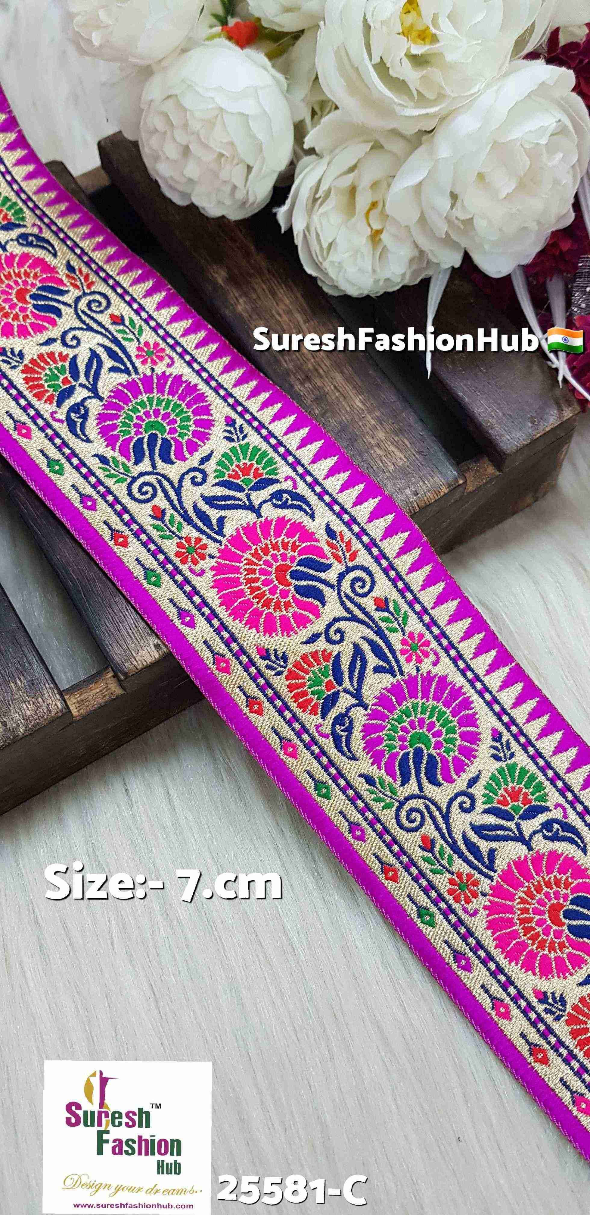 Purple Elite Floral Banarasi Lace
