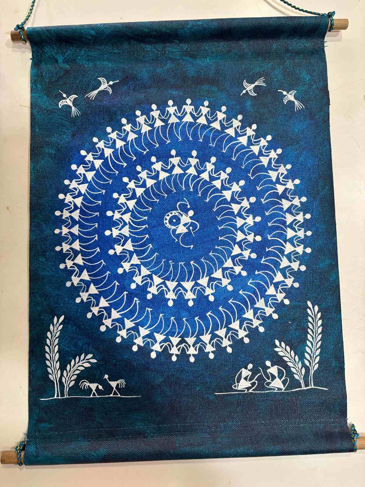 Warli Canvas Scroll 14"x12"