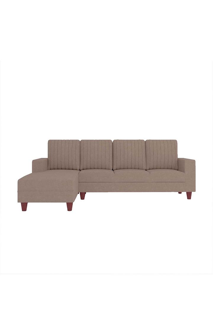 neudot Roman RHS Sectional Sofa for Living Room |6 Person Sofa|Premium Fabric with Cushioned Armrest | Solid Wood Frame|6 Seater in Desert Brown Color