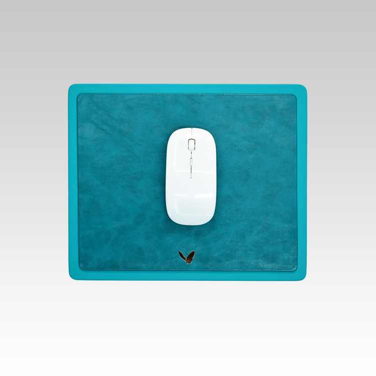 Rectangular Mouse Pad in Faux Leather | Rigid | 11×9 Inches | Moderno | Sea Blue