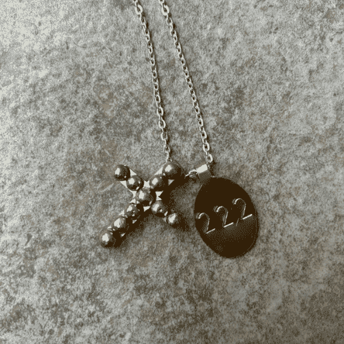 Shop Handmade Cross and 222 Charm Necklace. 