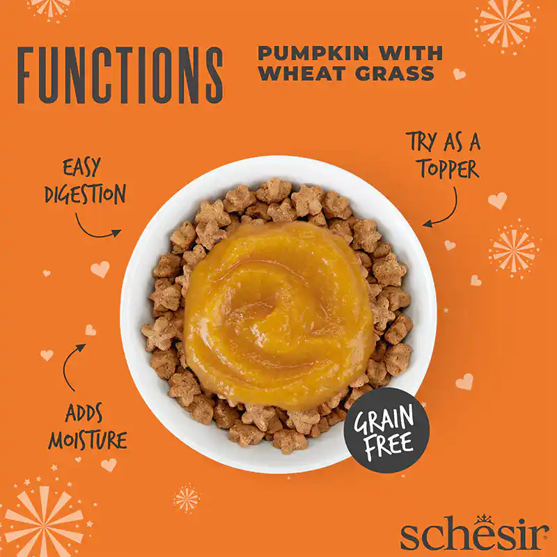 Schesir Function Digestive Tummy Topper Mousse Pumpkin With Wheatgrass 40G – (Best Before Feb’26)