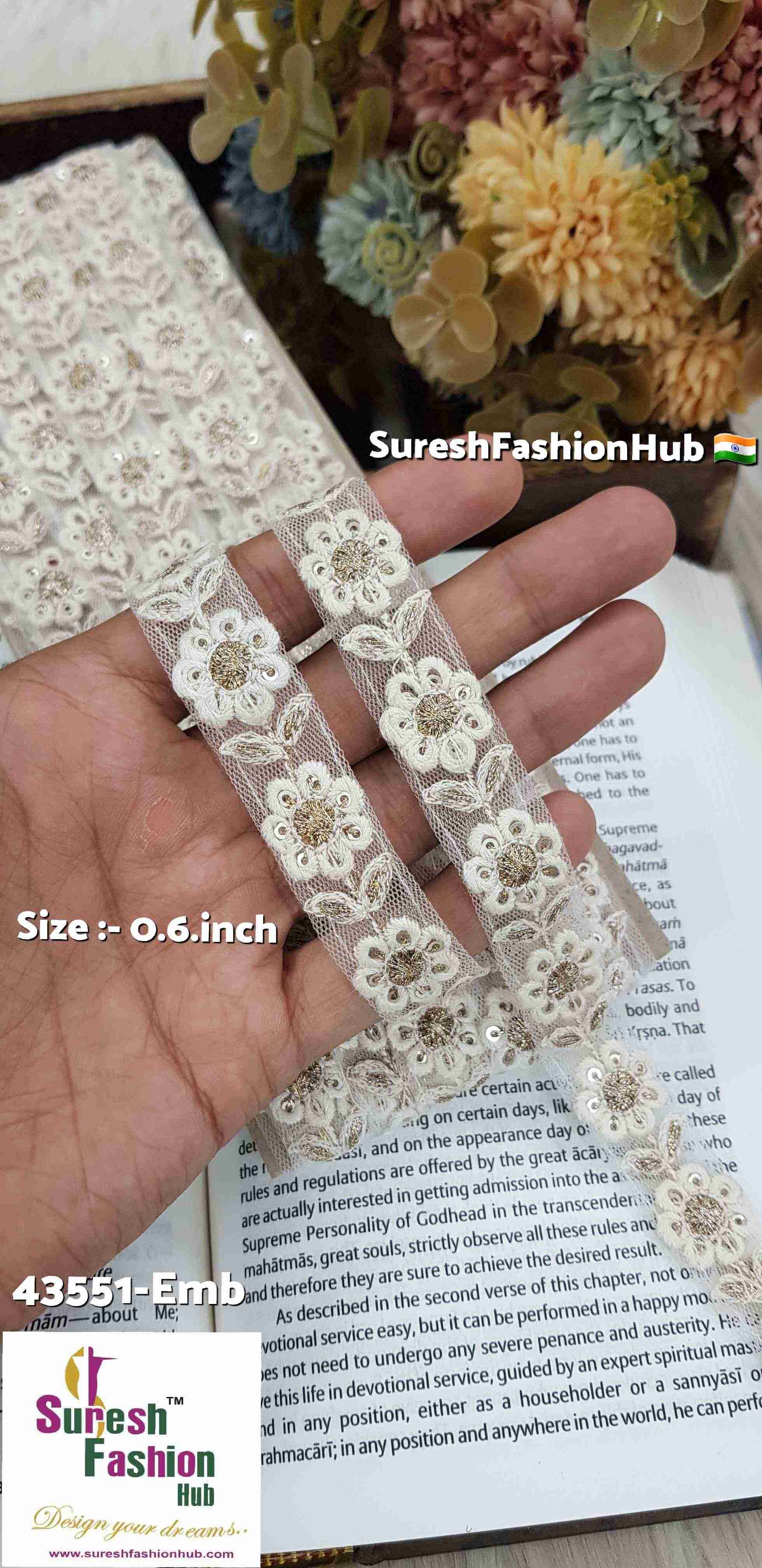 Antique Zari Floral Leaf Lakhnavi Lace