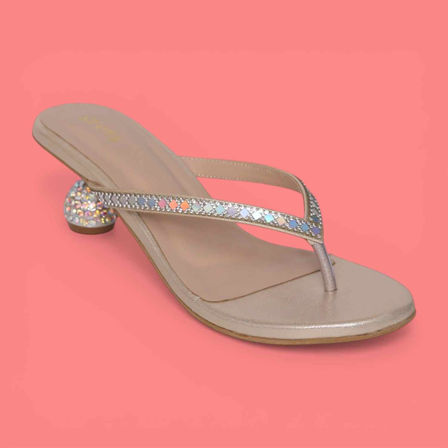Women’s Gold Crystal-Embellished Pebble Heels