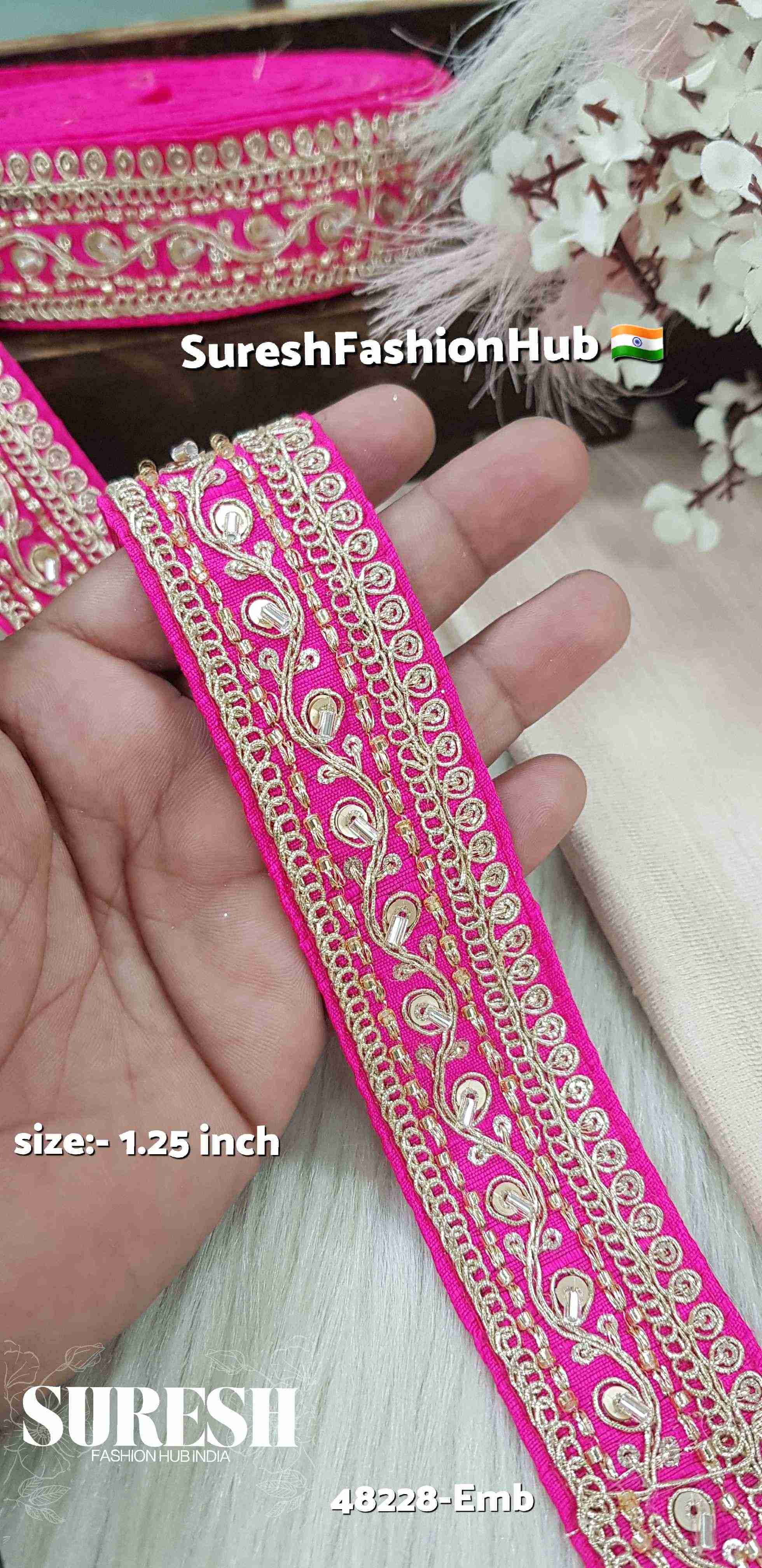 Graceful Floral Embroidered Border Rani